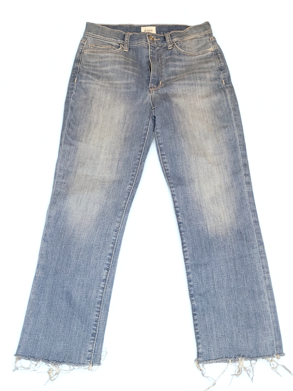 Hudson Blair High Rise Straight Crop Jeans 27 Light Wash Raw Hem